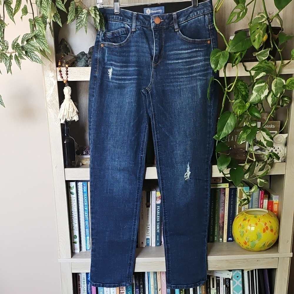 Democracy "Ab" Solution Cuffed Blue Distressed Jean